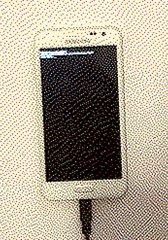 dithered photo of a white android phone
